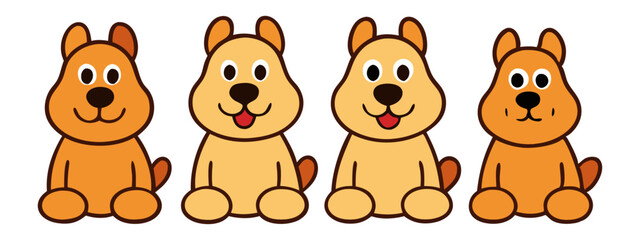 Set of cute cartoon dog vector illustration design