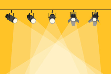 Flat stage spotlight vector illustration for presentation, performance background, poster design, layered and scalable template