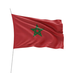 Illustration Moroccan National Flag Waving in Red and Green with Star