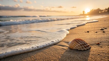 Seashell Sunset Coastal Serenity at Golden Hour