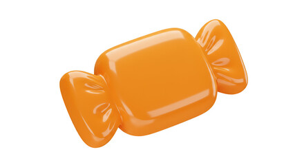 Illustration Of A Wrapped Orange Candy Sweet Treat Isolated On Transparent Background