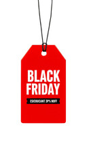 Illustration of Black Friday Red Tag for Price Discount Promotion