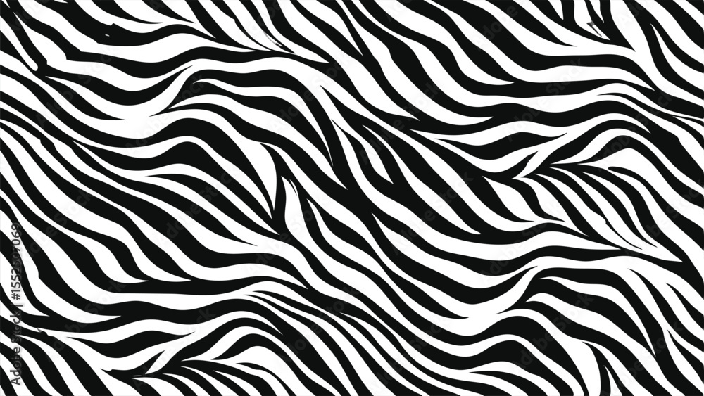 Poster black and white wavy stripes zebra pattern background texture vector