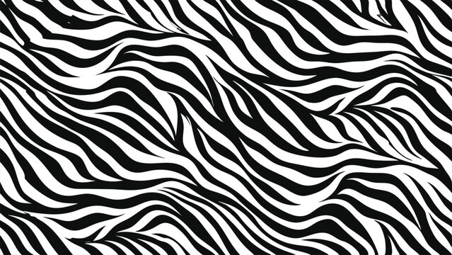 Black and white wavy stripes zebra pattern background texture vector