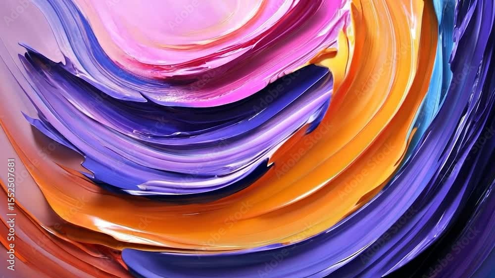 Aufkleber vibrant abstract swirl brush strokes in multiple colors creating dynamic composition