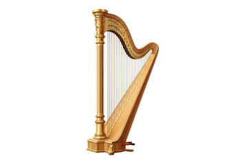 Illustration of Golden Harp a Stringed Musical Instrument with Transaprent BG