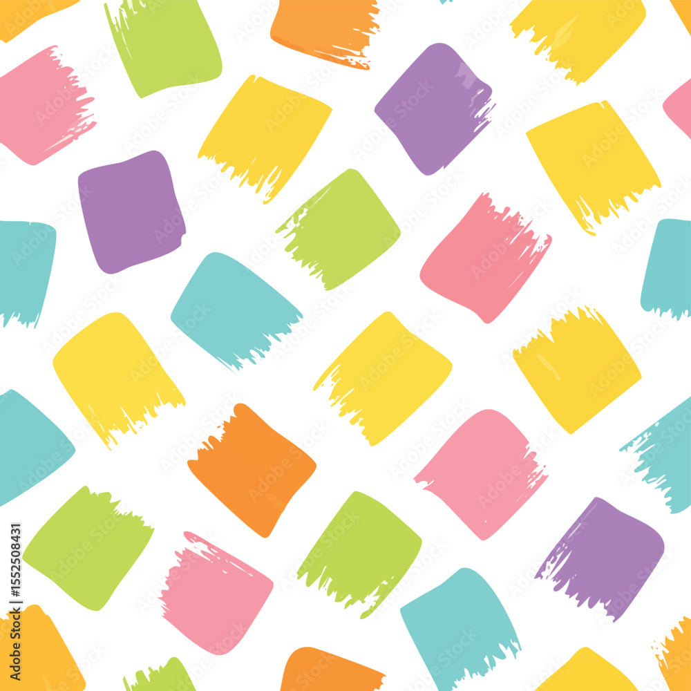 Poster seamless pattern of colorful abstract brush strokes on white background vector