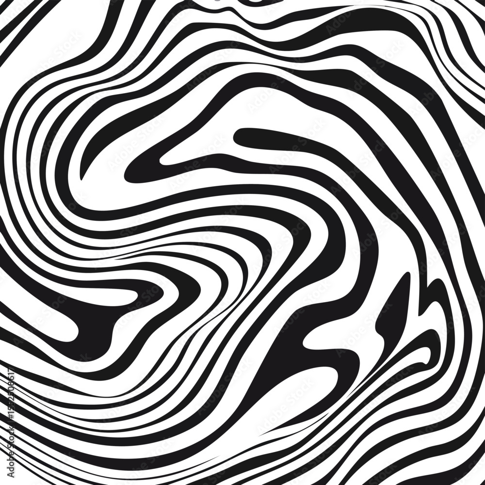 Aufkleber black and white wavy abstract pattern with flowing lines and curves vector