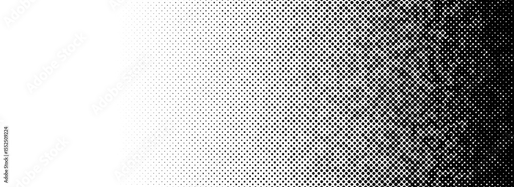 Poster Grunge halftone gradient texture. Black pixelated backdrop. Weathered grit noise background. Fading gritty sand wallpaper. Damaged glitched print overlay. Vector merged texture template surface