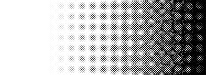 Grunge halftone gradient texture. Black pixelated backdrop. Weathered grit noise background. Fading gritty sand wallpaper. Damaged glitched print overlay. Vector merged texture template surface