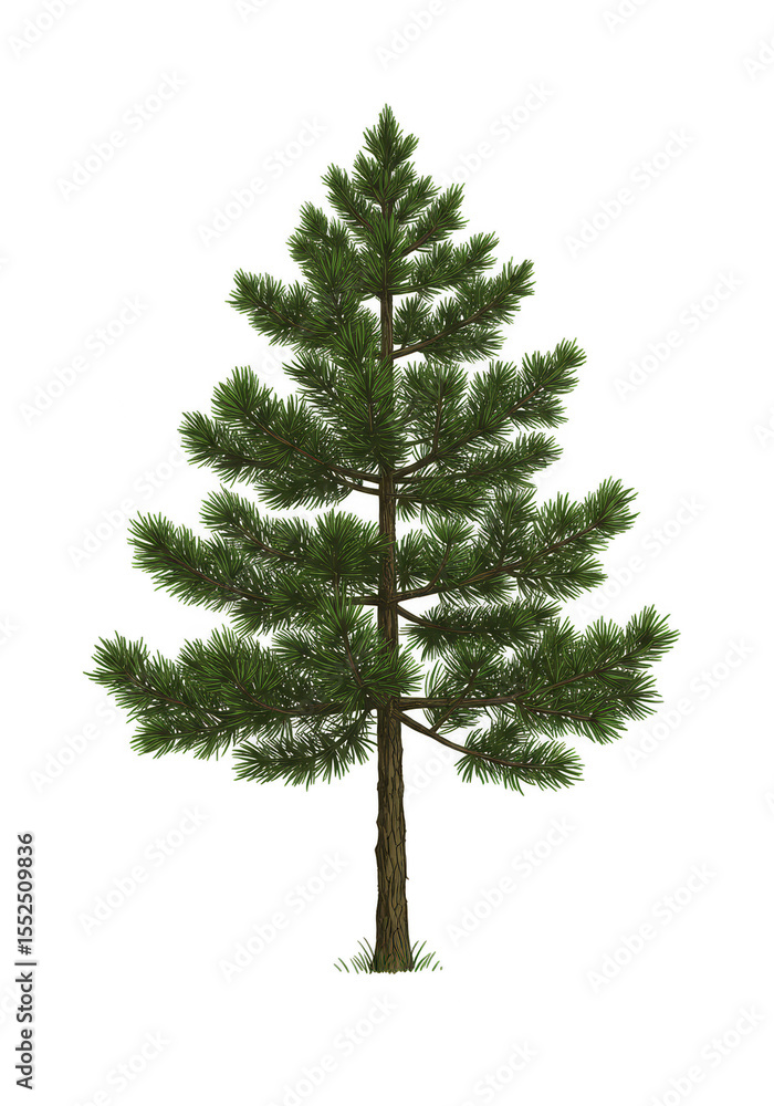 Poster illustration of green tree with transparent background for design element