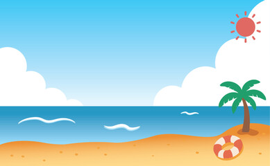 Summer Beach Background Illustration (with Background Color) 01