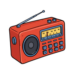 Fototapeta premium Illustration of Orange Vintage Radio with Antenna and Transparent Background
