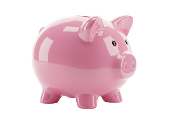 Illustration of Pink Piggy Bank Saving Money with Transparent Background