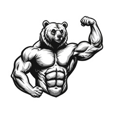 Fototapeta premium Illustration of Muscular Bear with Transparent Background for Gym Mascot