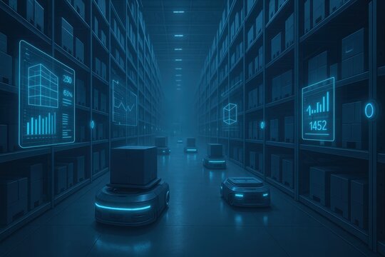 Advanced warehouse automation system with AI-powered inventory tracking and robotic fulfillment technology