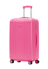 Isolated 3D Render of Pink Suitcase with Wheels for Travel and Vacations