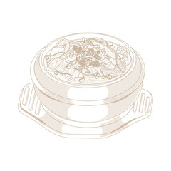 Vector Illustration Logo Line art Haejjanguk Korean Hangover Soup on a Ttukbaegi