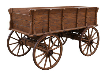Fototapeta premium Isolated Antique Wooden Cart Wagon Wheel Design on Transparent Background