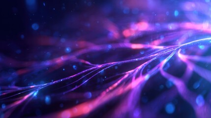 Fototapeta premium Abstract representation of flowing light trails in vibrant colors against a dark background