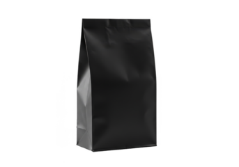 Isolated Black Paper Food Bag Packaging Mockup with Transparent Background