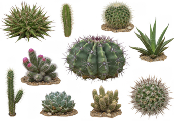 Isolated Cacti PNG Green Succulent Plant on Transparent Background