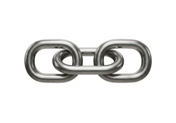 Isolated Chain Link Security Strength in Silver Metallic Background