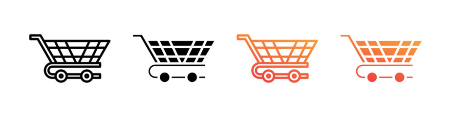 Cart Multi Style Icon Set Vector 