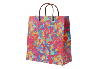 Isolated Colorful Splatter Shopping Bag with Transparent Background