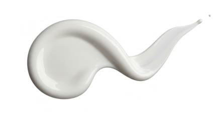 Isolated Creamy White Smear Swirl Cosmetic Lotion Stroke Product