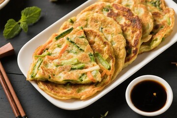 Crispy Vegetable Pancakes with Asian Dipping Sauce