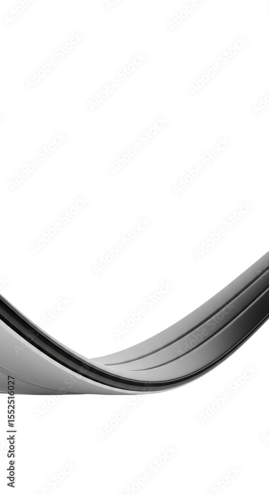 Poster illustration silver metallic curve 3d render abstract design element