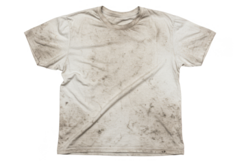 Isolated Dirty White T-Shirt with Mud Stain Grunge Style Apparel