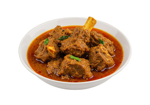 Isolated Dish of Mutton Curry Bowl with Indian and Asian Spices PNG