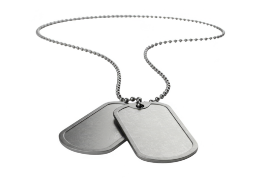 Isolated Dog Tag Silver Metal Military Army Identification Necklace