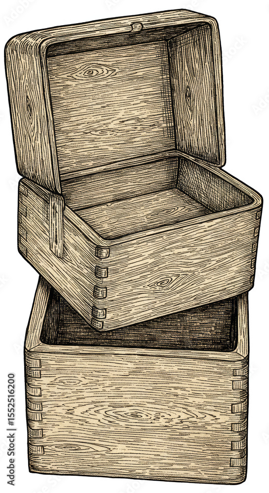 Poster illustration stack empty wicker basket boxes containers transparent background
