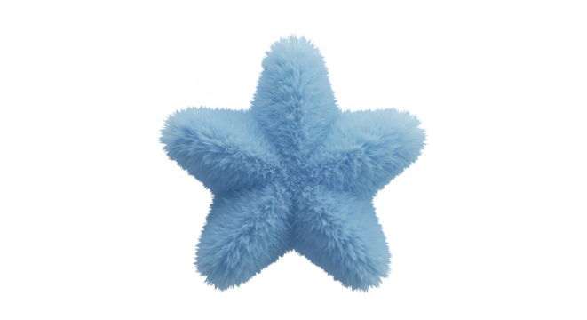 Isolated Fluffy Blue Starfish Sea Element on Transparent Background 3D