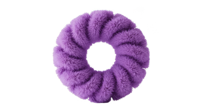 Isolated Fluffy Purple Donut 3D Rendering on Transparent Background - Powered by Adobe