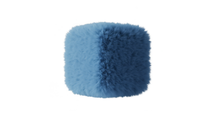 Isolated Fuzzy Blue Cube on Transparent Background a 3d Rendered Object