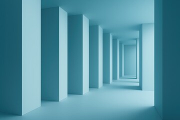 Obraz premium Minimalist architectural photography featuring white columns and soft blue gradient lighting