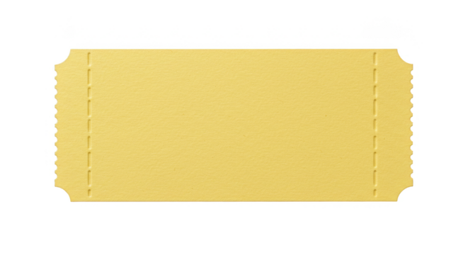 Isolated Gold Event Admission Blank Ticket Coupon Pass on Transparent