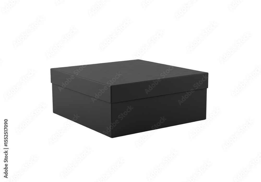 Poster isolated 3d black box with lid on transparent background