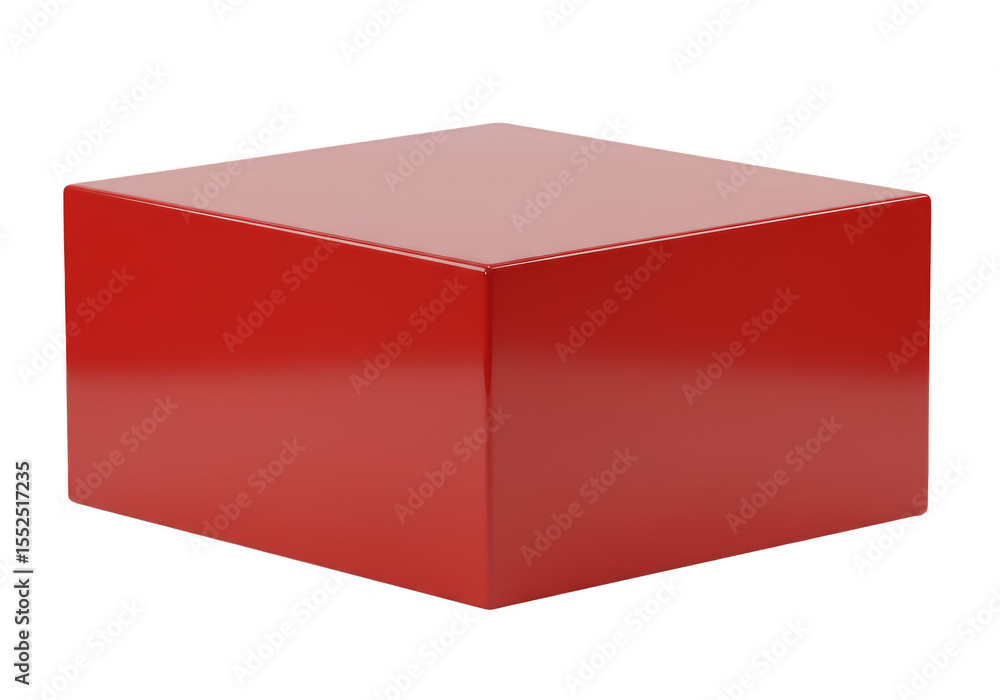 Poster isolated 3d red cube shape on transparent background illustration