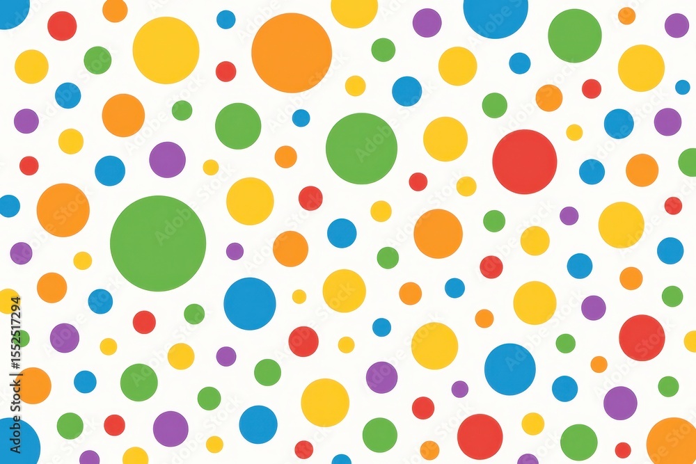 Poster playful polka dot pattern with colorful circles creating cheerful minimalist design for children