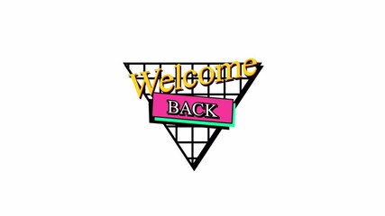 Retro Welcome Back Animation with Triangle Grid and Bright Colors on White Background - Powered by Adobe