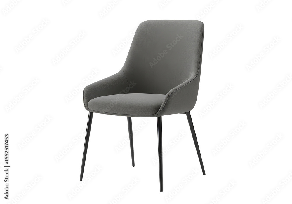 Poster isolated 3d rendering of a gray modern plush chair on transparent background