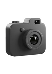 Isolated 3D Rendering of Sleek Black Camera on Transparent Backdrop
