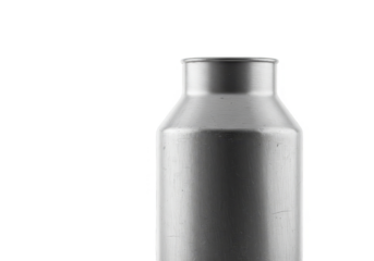 Isolated Aluminum Bottle Shiny Silver Metallic Container on Transparent