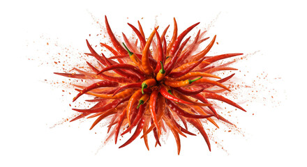 Illustration Pile of Spicy Red Chili Peppers on Transparent Background