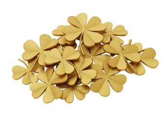 Isolated Background Gold Clover Luck Shamrock for St Patricks Day